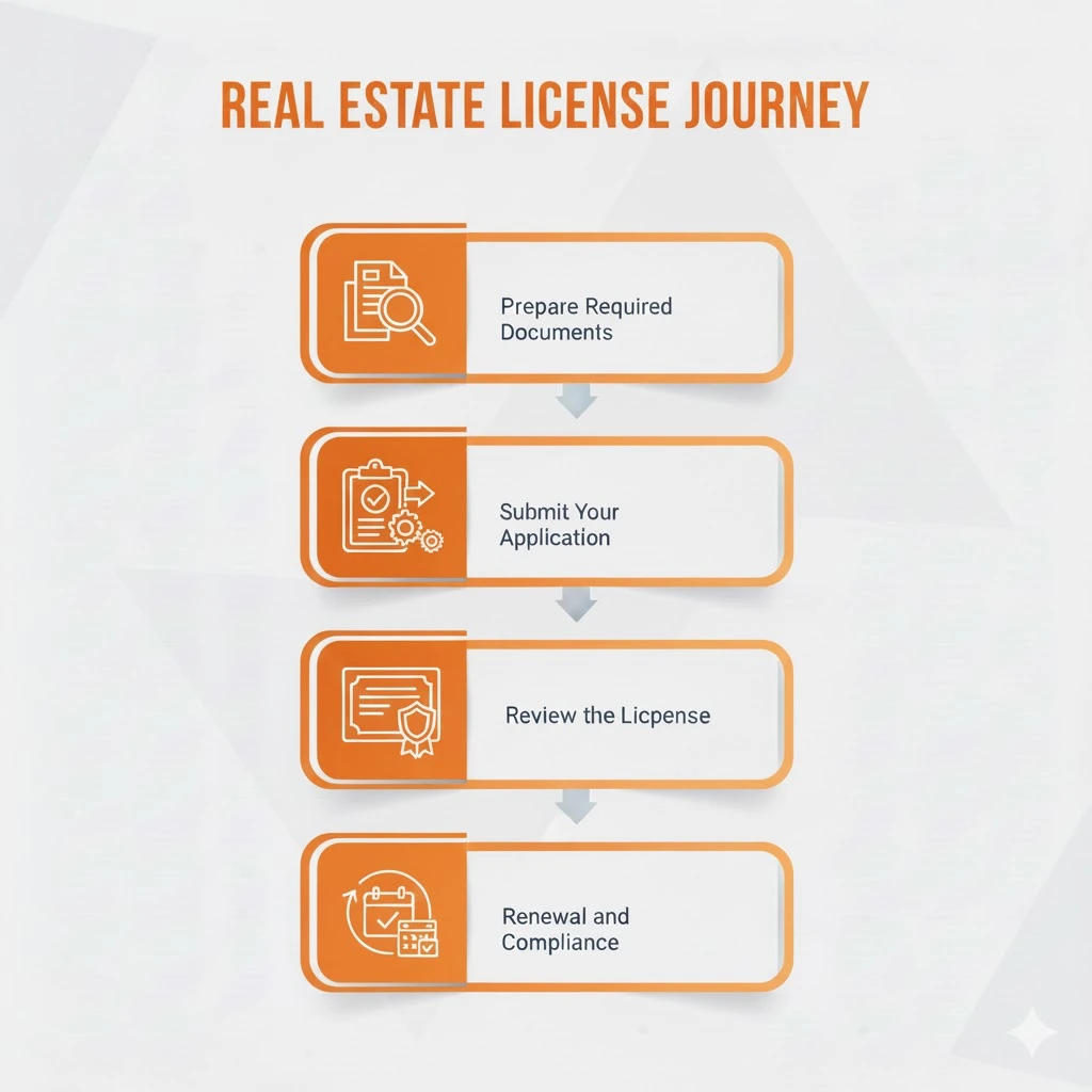 Property Licensing steps infographic for real estate businesses